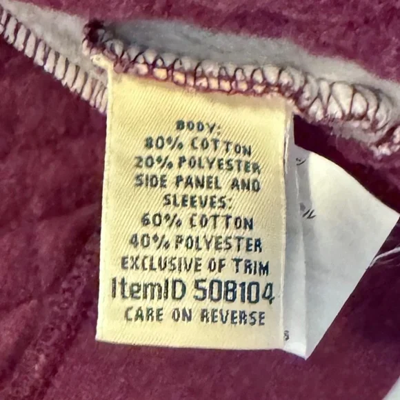 L.L. Bean Dark Plum Quilted Zip Sweatshirt Size Small - Picture 4 of 4